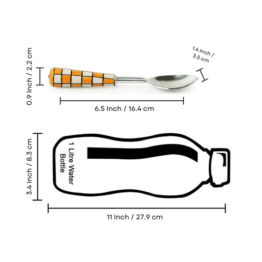 check pattern ceramic spoon