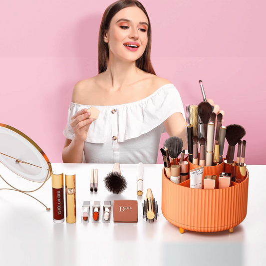 rotating cosmetics tools organizer storage box