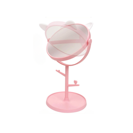 pink & white cute cat-ear makeup mirror