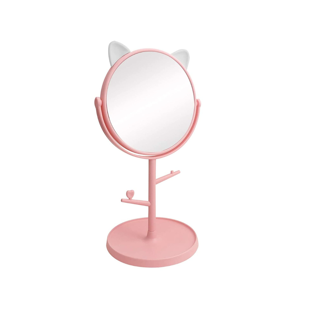 pink & white cute cat-ear makeup mirror
