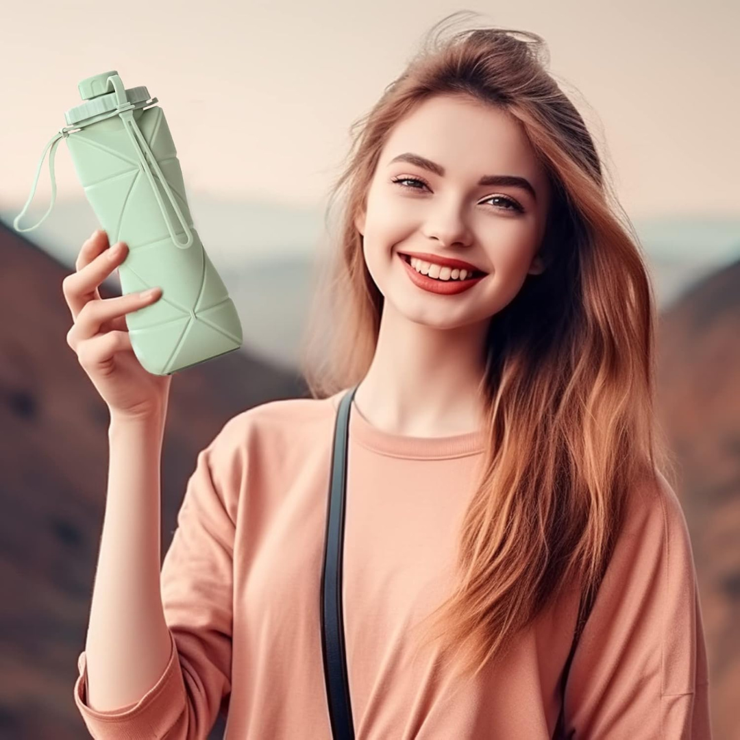 folding water bottle – 600ml for hiking & travel