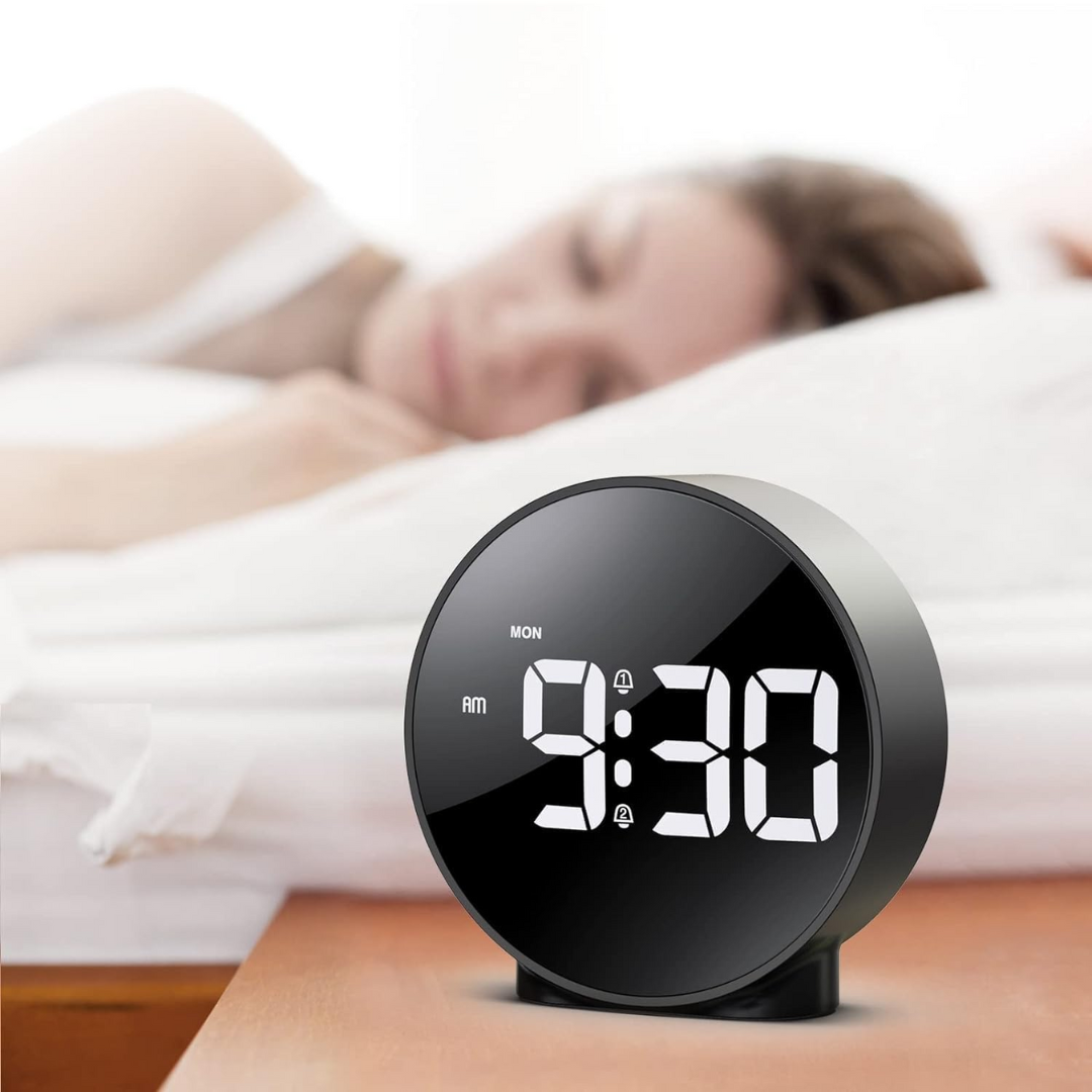 curved design led display digital alarm clock