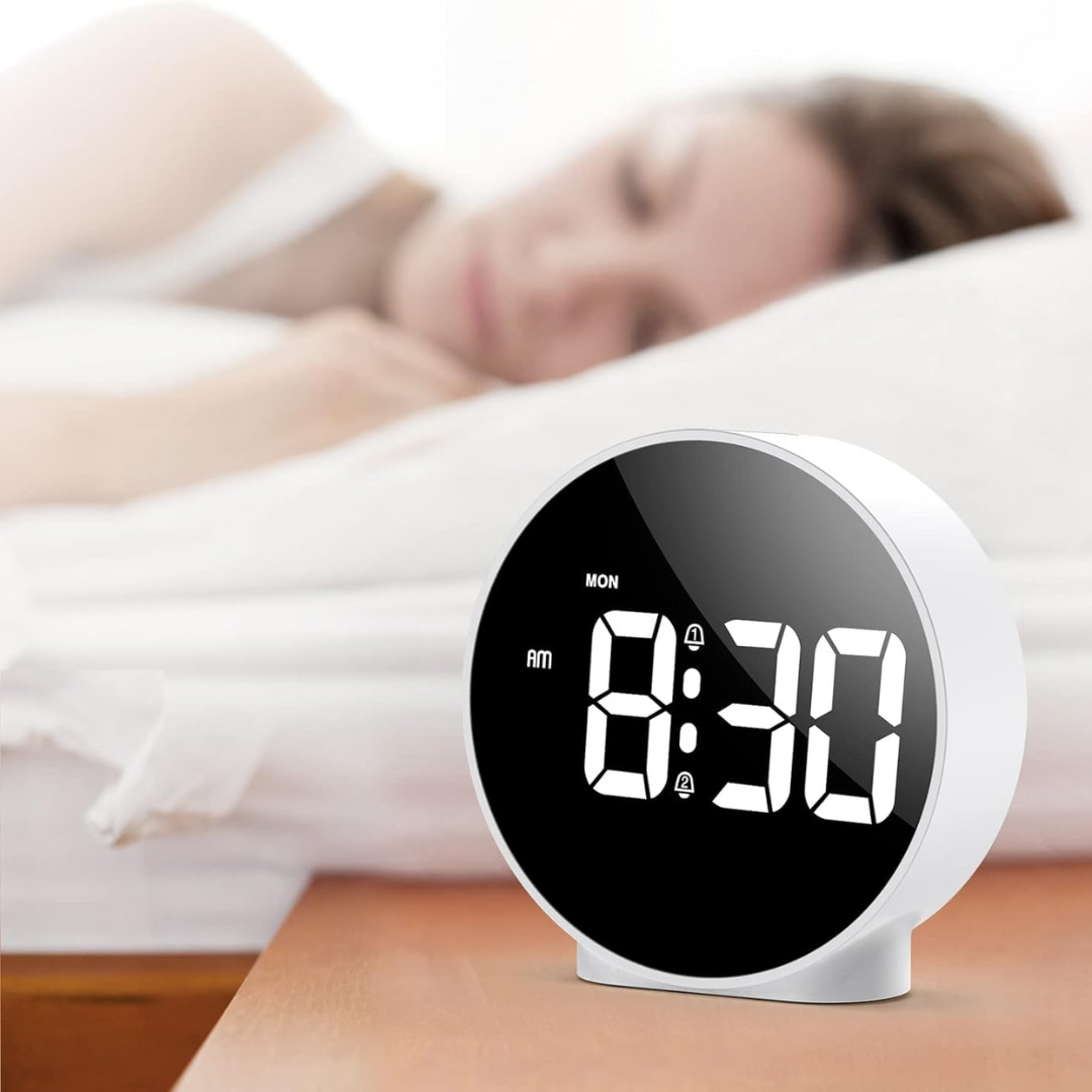 curved design led display digital alarm clock