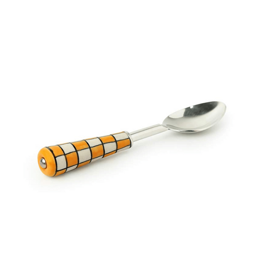 check pattern ceramic spoon