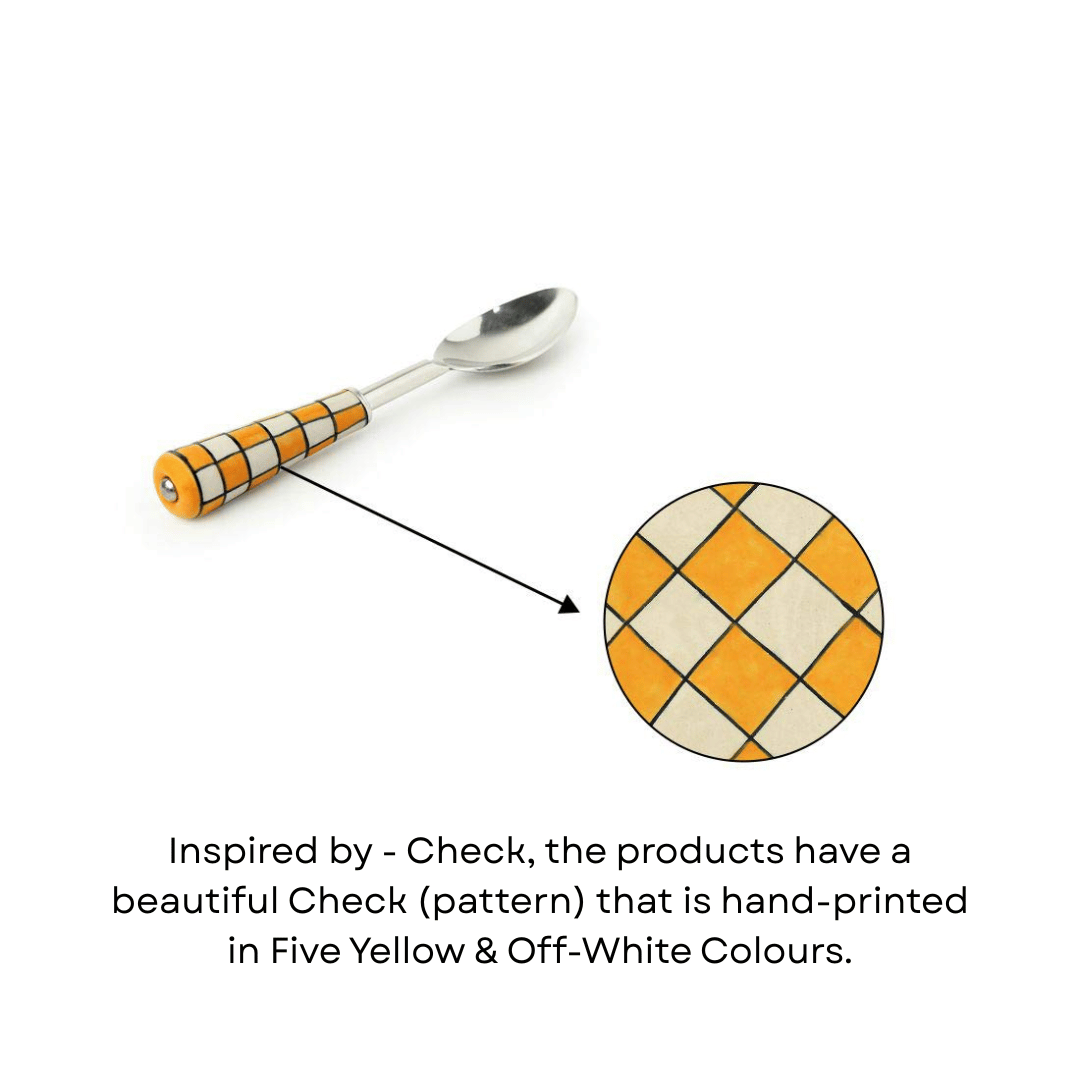 check pattern ceramic spoon