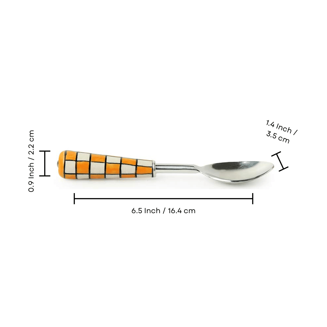 check pattern ceramic spoon