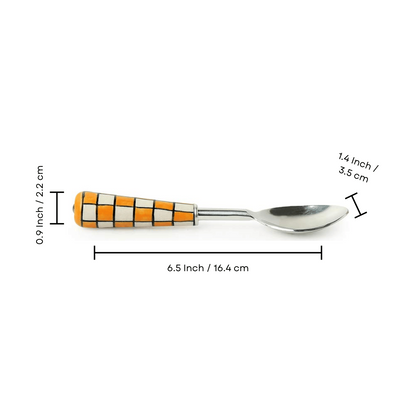 check pattern ceramic spoon