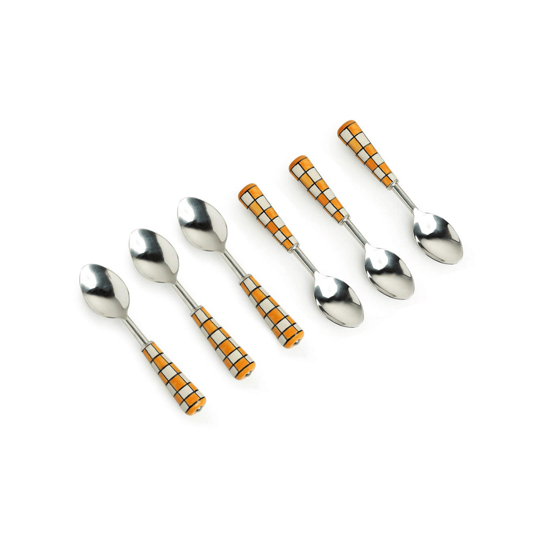check pattern ceramic spoon