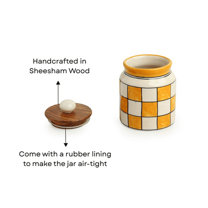 check pattern ceramic storage jar