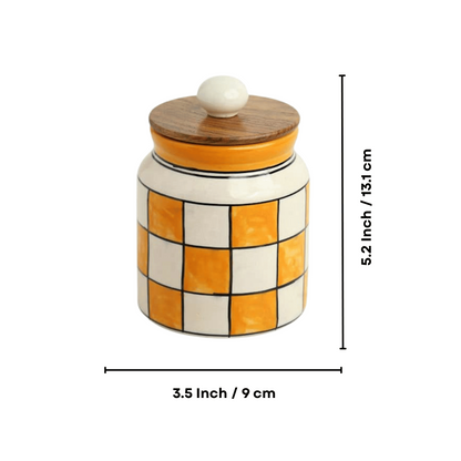 check pattern ceramic storage jar