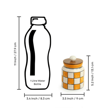 check pattern ceramic storage jar