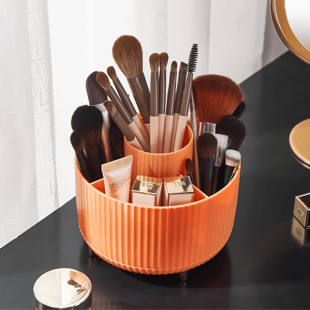 rotating cosmetics tools organizer storage box