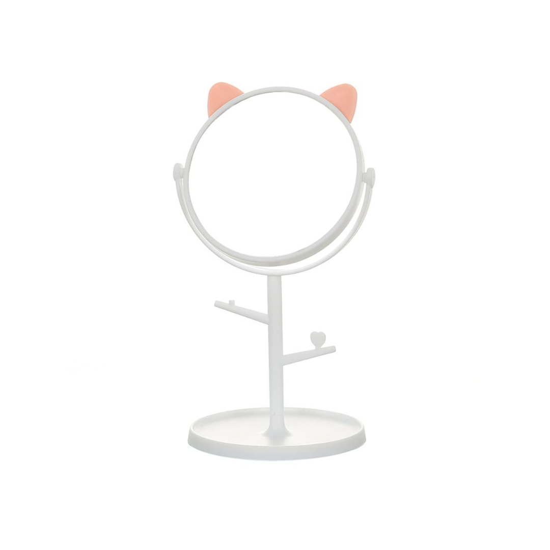pink & white cute cat-ear makeup mirror