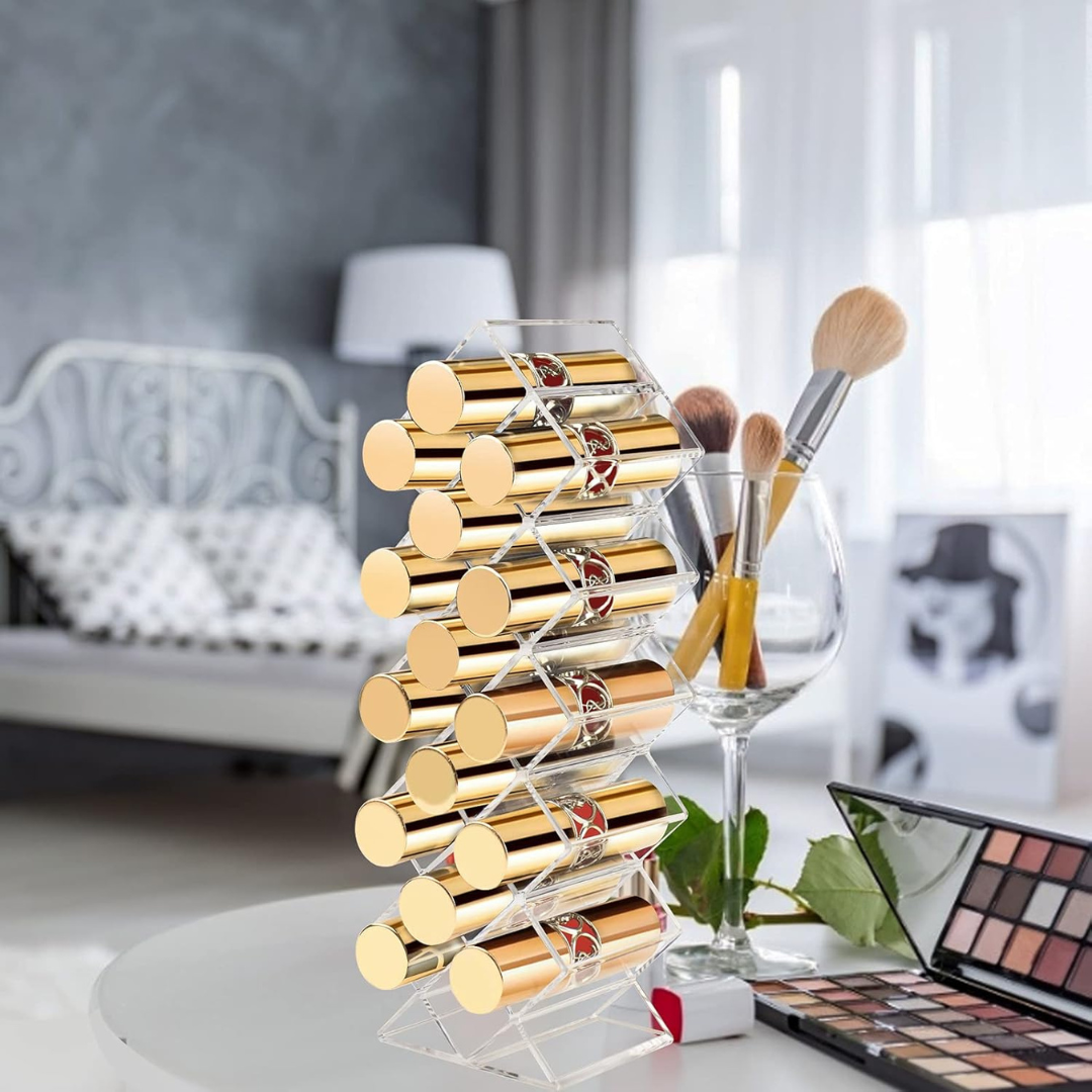 acrylic lipstick organizer stand – 16 slot display