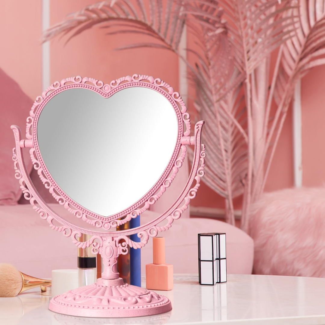 luxury heart-shaped frame vanity makeup mirror