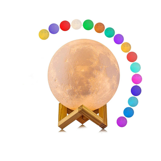 modern moon night light – lamp with wooden holder