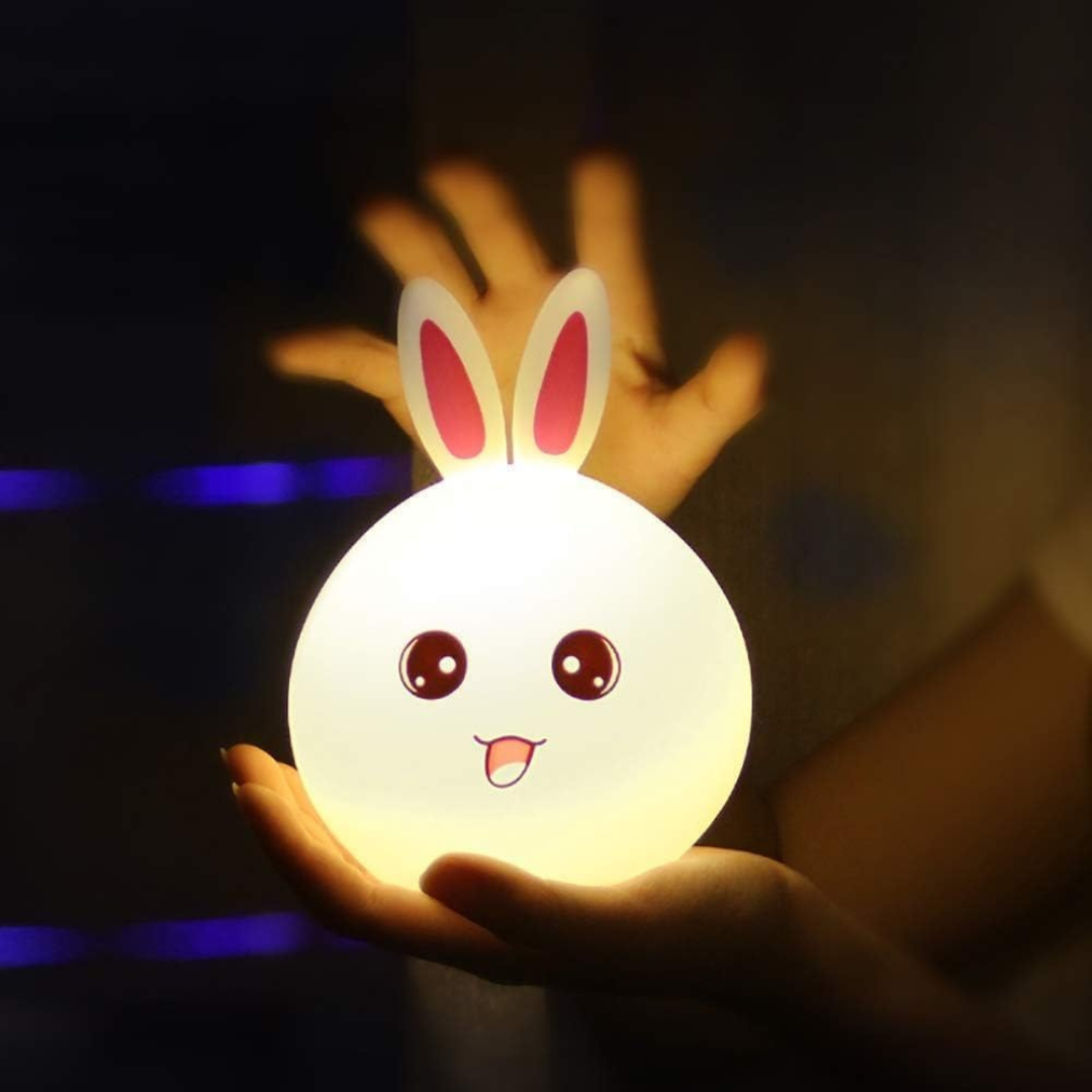 soft silicone cute rabbit night light lamp