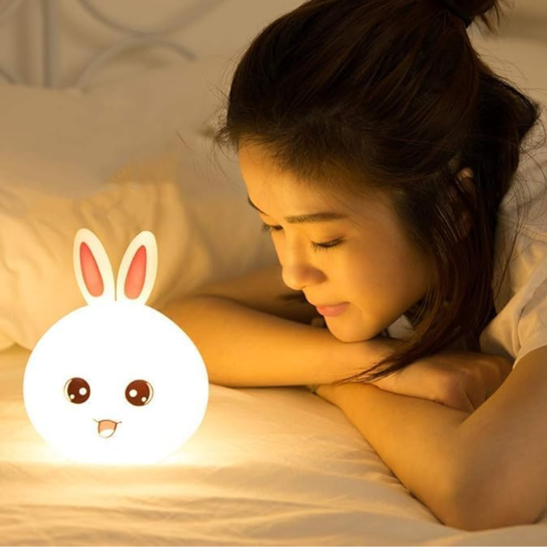 soft silicone cute rabbit night light lamp