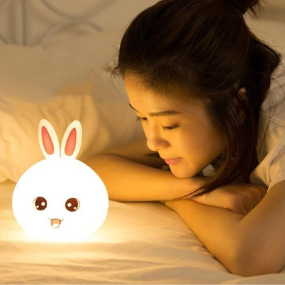 soft silicone cute rabbit night light lamp