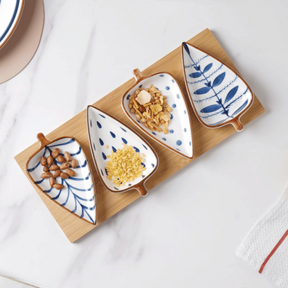 serving platter – set of 4 plates with bamboo