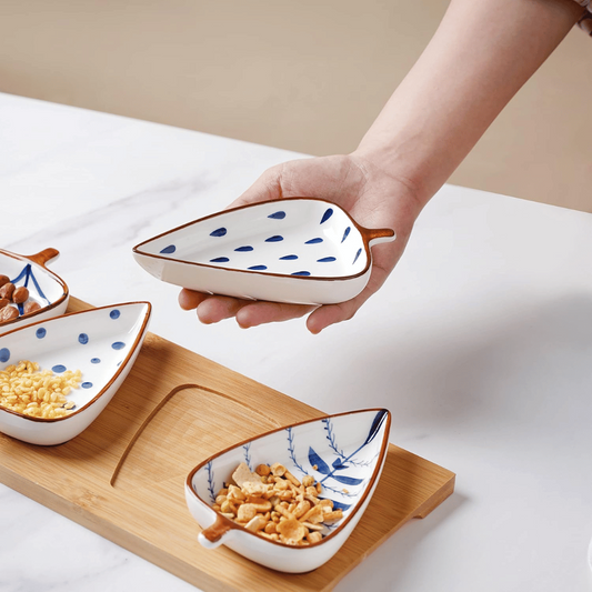 serving platter – set of 4 plates with bamboo