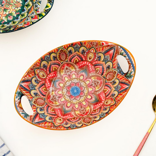 oval ceramic snack bowl – 400ml boho style