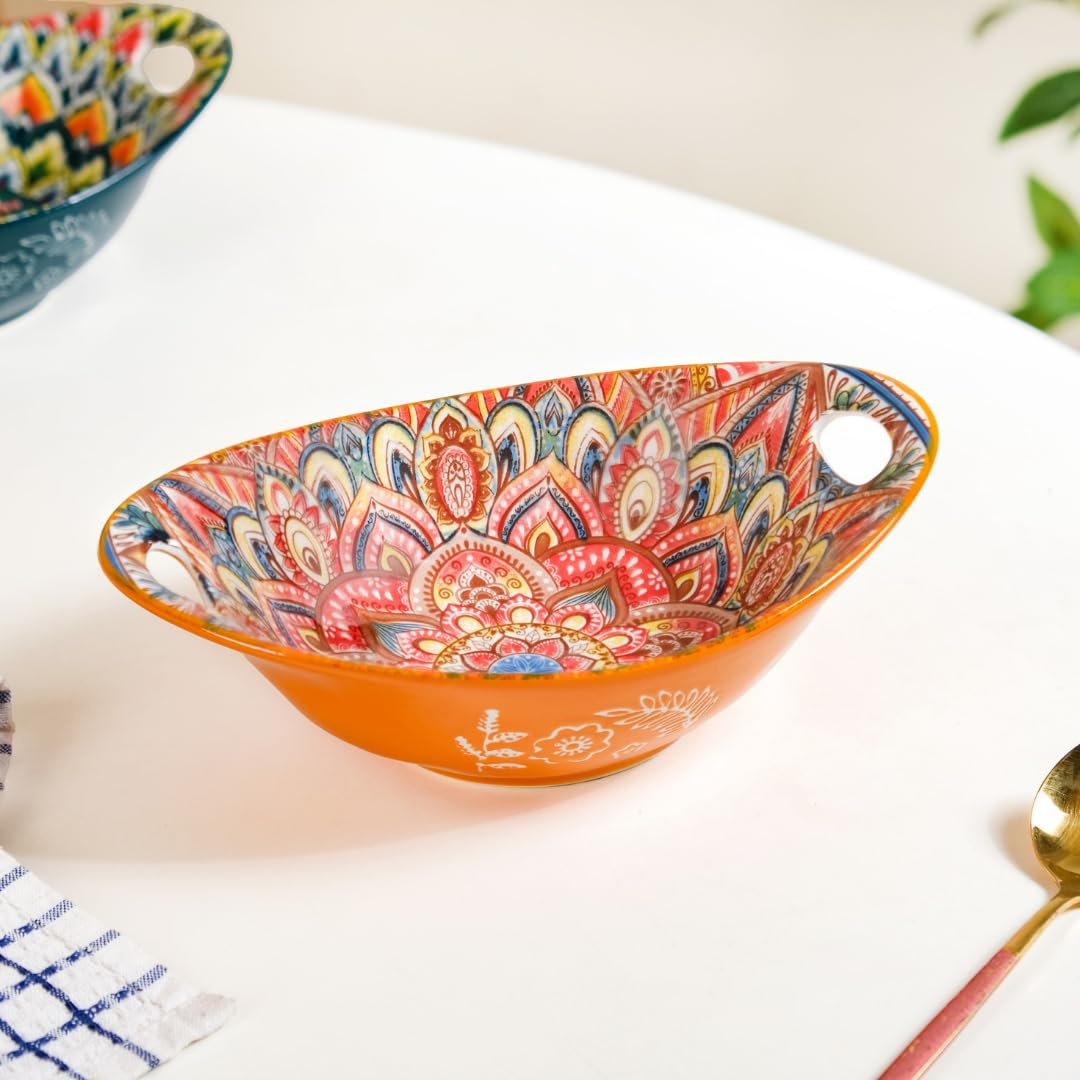 oval ceramic snack bowl – 400ml boho style