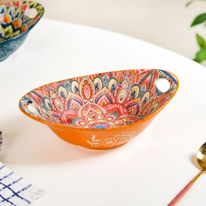 oval ceramic snack bowl – 400ml boho style