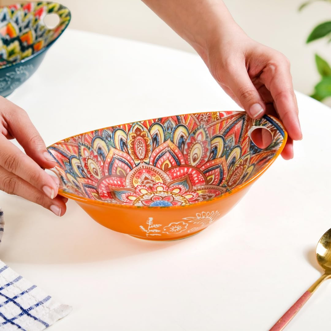 oval ceramic snack bowl – 400ml boho style