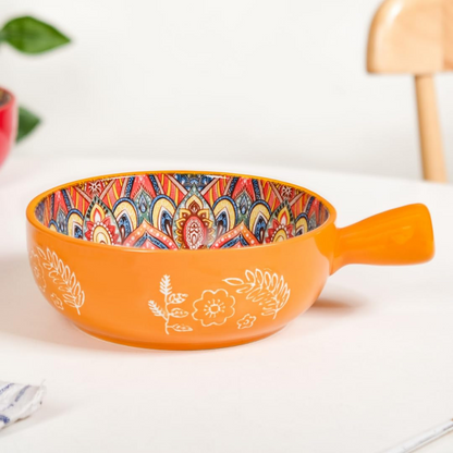 colorful ceramic noodle bowl – 600ml with handle