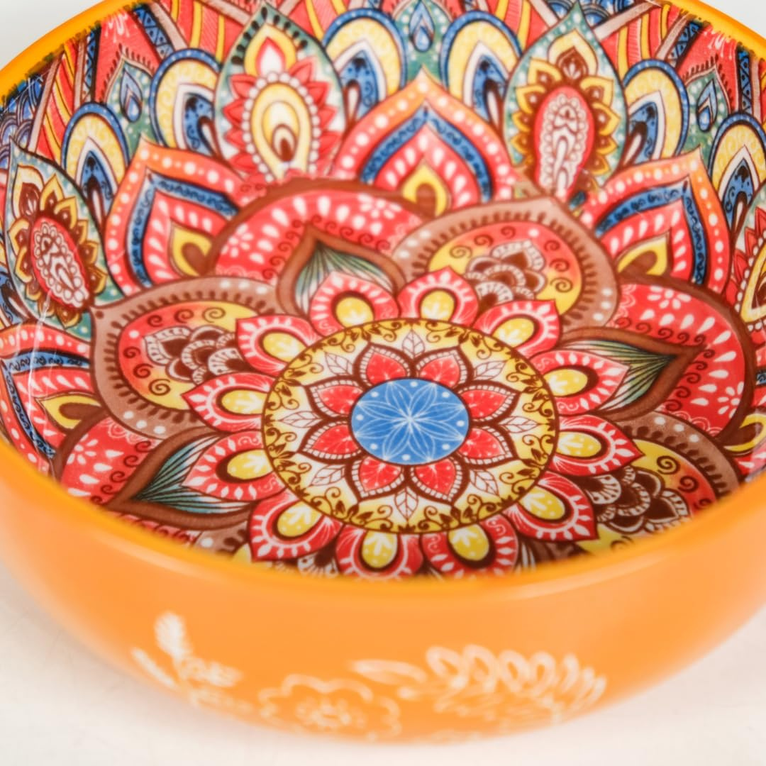 colorful ceramic noodle bowl – 600ml with handle