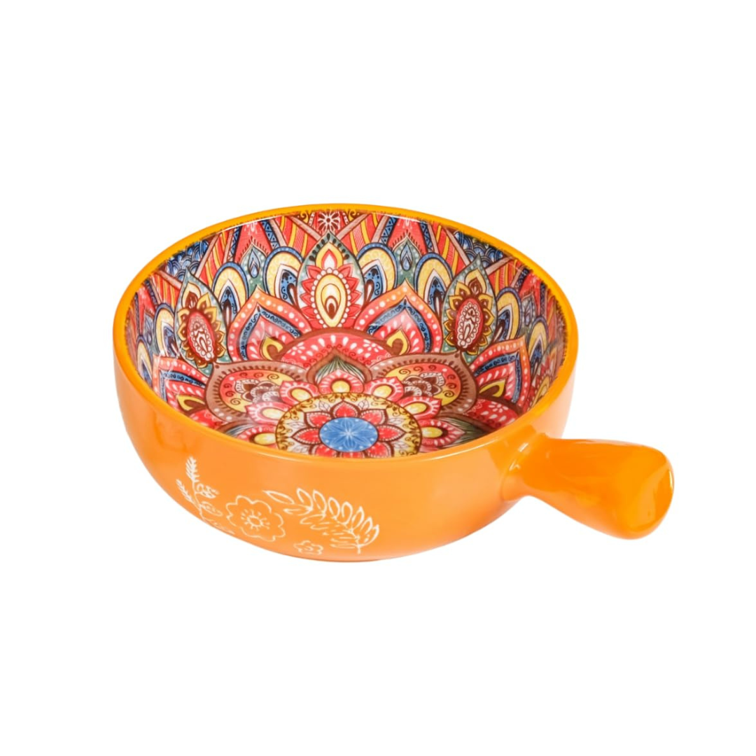 colorful ceramic noodle bowl – 600ml with handle